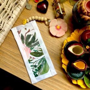 Boho bookmark w Wood Beads & Pink Flower Charm 🌸